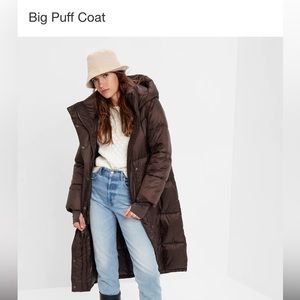 Gap big puff coat in brown size large tall